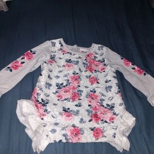 Little Lass 4T L/S blouse with lace detailing